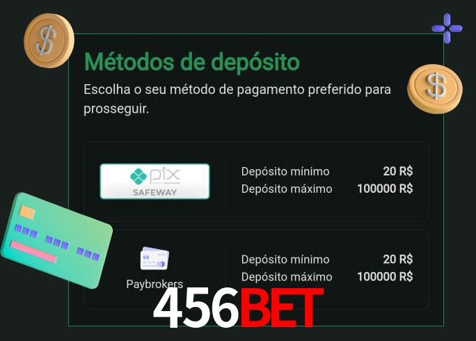 O cassino 456Bet oferece uma grande variedade de métodos de pagamento